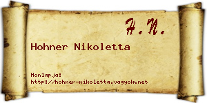 Hohner Nikoletta névjegykártya